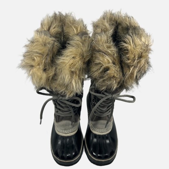 Sorel Joan of Arctic Winter Snow Gray Boots Suede Fur Trim Size 7 Waterproof - Picture 4 of 10